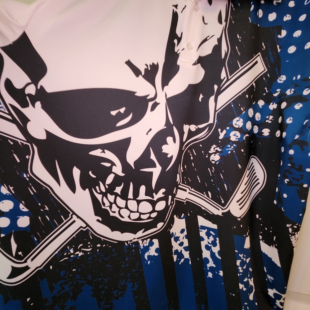 Tattoo Golf Blade Collection Polo Shirt Skull Golf Clubs Graphic Print - Picture 4 of 4